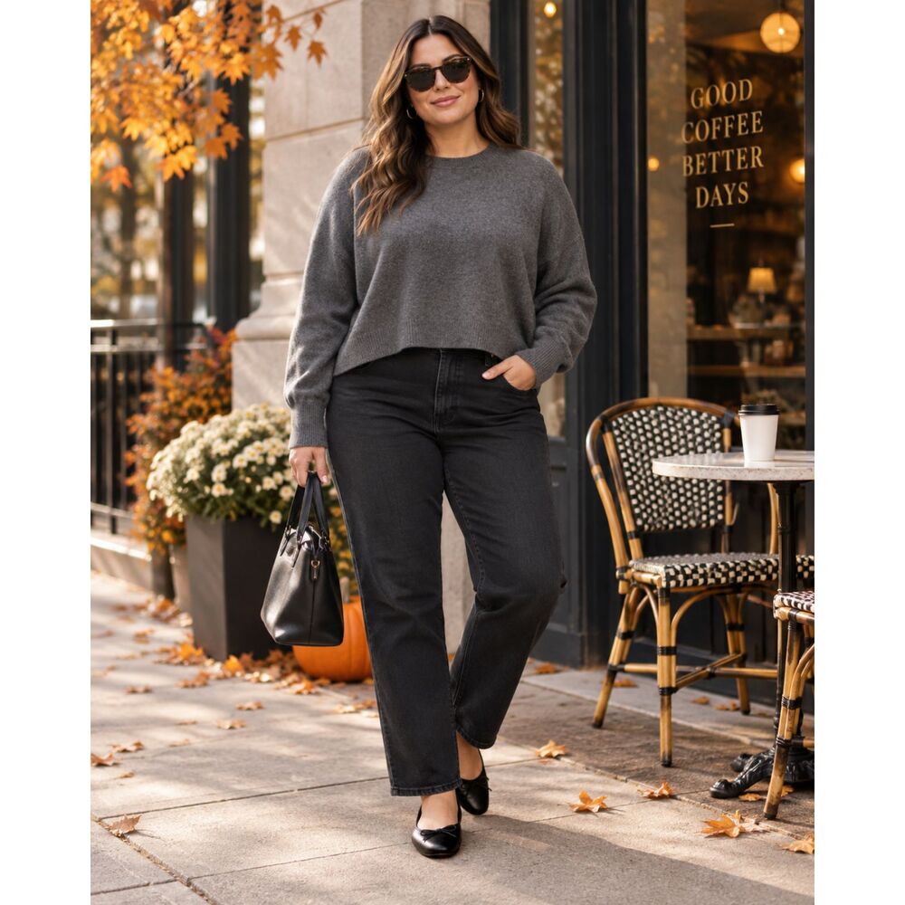 Athleta Luxe Wool Cashmere Sweater NWT XL Gray Cropped Boxy Crewneck